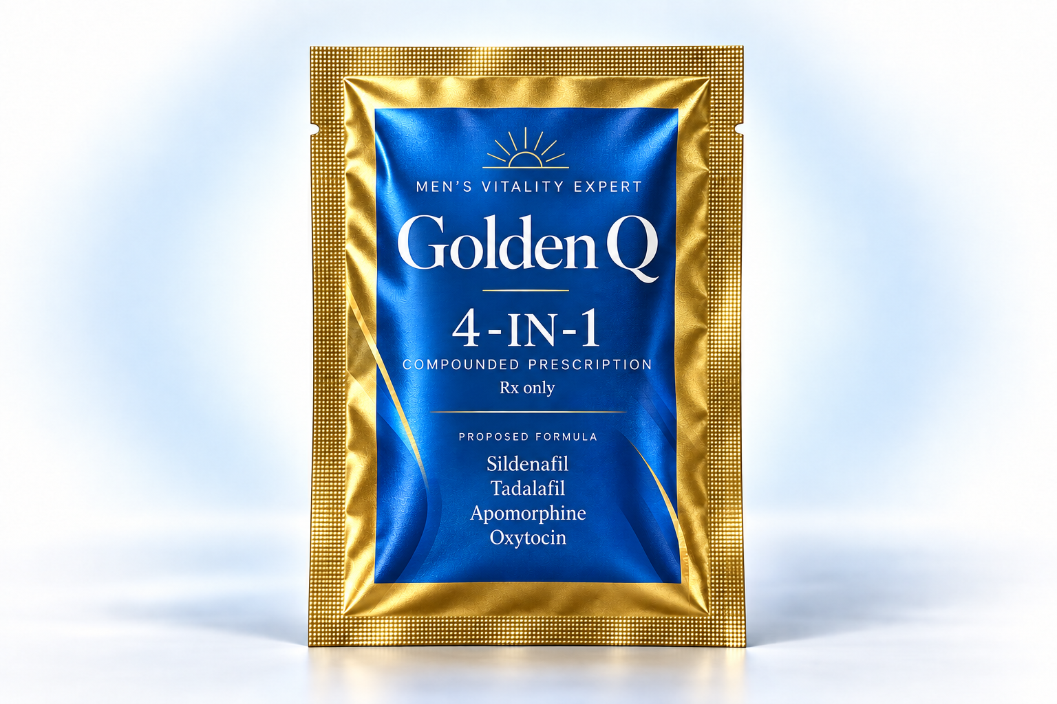 Golden Q 4-in-1 blue and gold packaging concept